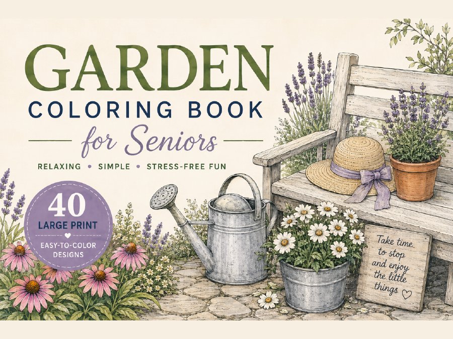 Garden Coloring Book for Seniors cover