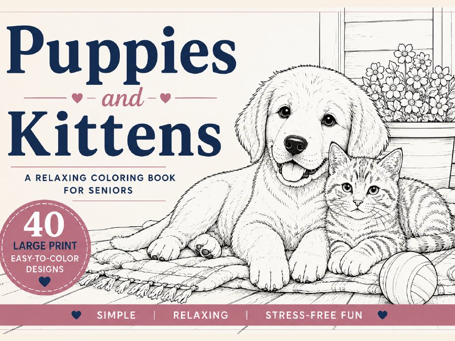 Puppies & Kittens Coloring Book cover
